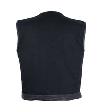 Load image into Gallery viewer, Black Denim Leather Accent Vest