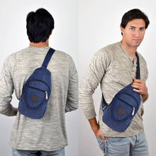 Load image into Gallery viewer, Navy Crossbody Canvas Sling Bag with Adjustable Strap