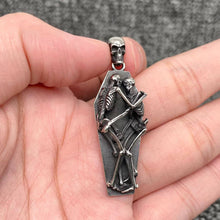 Load image into Gallery viewer, Stainless Steel Double Skeleton Coffin Pendant