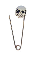 Load image into Gallery viewer, Lip Service Chrome and Black Enamel Skull Kilt Safety Pin