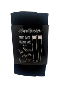 Fishnet Garter Thigh High Socks [Black]