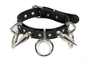 LARGE SPIKE RING BONDAGE CHOKER by FUNK PLUS