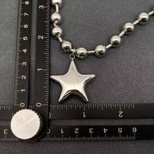 Load image into Gallery viewer, Stainless Steel Glossy Big Star Charm Metal Beaded Necklace