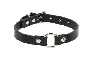 3/4" BLACK LEATHER CHOKER WITH 1" -O- RING