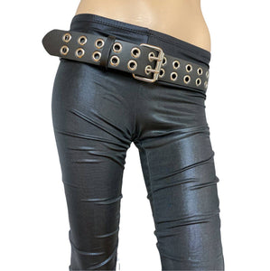 GENUINE LEATHER BELT WITH 2 ROWS OF 1" EYELETS