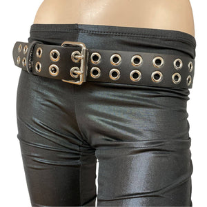 GENUINE LEATHER BELT WITH 2 ROWS OF 1" EYELETS