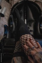 Load image into Gallery viewer, Fishnet Garter Thigh High Socks [Black]