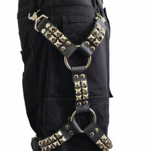 Load image into Gallery viewer, Genuine Leather Studded Leg Harness