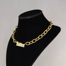 Load image into Gallery viewer, 18K Gold Kitten text chain choker