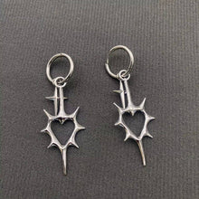 Load image into Gallery viewer, Gothic Silver Tone Thorns Hollow Heart Huggie Earrings