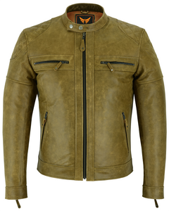 Quilted Shoulder Leather Biker Jacket