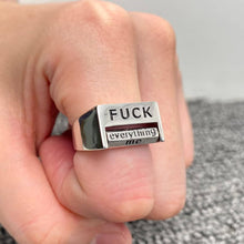 Load image into Gallery viewer, Fuck Everything Rotatable Word Silver Tone Ring
