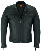Load image into Gallery viewer, Quilted Shoulder Leather Biker Jacket