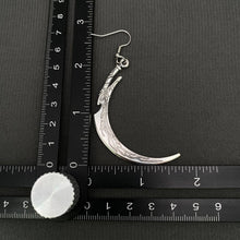 Load image into Gallery viewer, Gothic Silver Tone Sickle Dangle Earrings