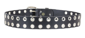 GENUINE LEATHER BELT WITH 2 ROWS OF 1" EYELETS