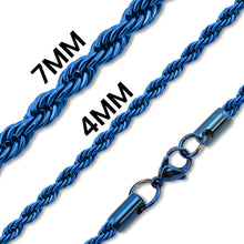 Load image into Gallery viewer, Stainless Steel Blue Rope Chain Necklace - 7MM
