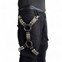 Load image into Gallery viewer, Genuine Leather Studded Leg Harness