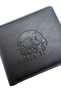 Skull Drip Emboss Bifold Wallet w/ Chain
