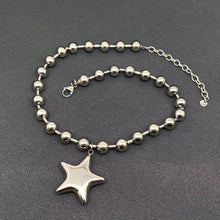 Load image into Gallery viewer, Stainless Steel Glossy Big Star Charm Metal Beaded Necklace