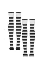 Load image into Gallery viewer, Fishnet Garter Thigh High Socks [Black/White]
