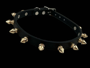 1/2" BLACK LEATHER CHOKER WITH 1/2" SPIKES by FUNK PLUS