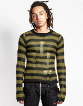 Load image into Gallery viewer, Rag Stripe Sweater in Army Green - TRIPP NYC