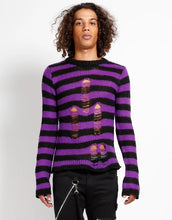 Load image into Gallery viewer, Rag Stripe Sweater in Purple - TRIPP NYC