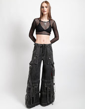 Load image into Gallery viewer, Fishnet Longsleeve Crop Top in Black - TRIPP NYC