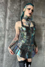 Load image into Gallery viewer, Oil Spill Pleated Micro Mini D-ring Skirt