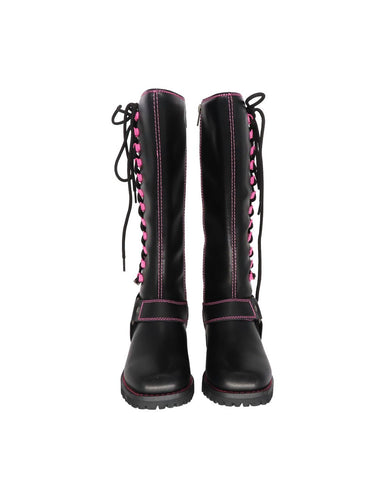 Biker Tall Boots with Pink Laces (Women's Sizing)