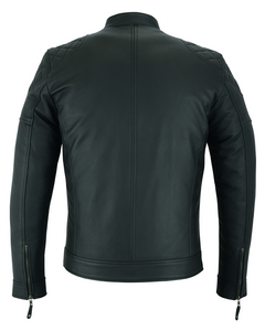 Quilted Shoulder Leather Biker Jacket