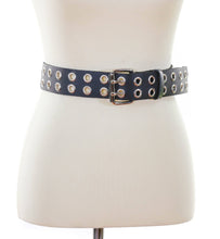 Load image into Gallery viewer, GENUINE LEATHER BELT WITH 2 ROWS OF 1&quot; EYELETS