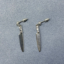 Load image into Gallery viewer, Silver Tone Metal Knife Dangle Earrings