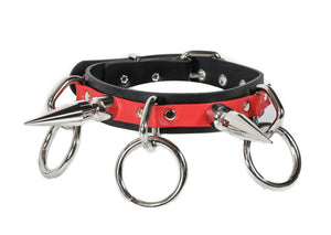 LARGE SPIKE RING BONDAGE CHOKER by FUNK PLUS