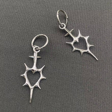 Load image into Gallery viewer, Gothic Silver Tone Thorns Hollow Heart Huggie Earrings