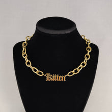 Load image into Gallery viewer, 18K Gold Kitten text chain choker
