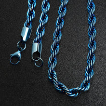 Load image into Gallery viewer, Stainless Steel Blue Rope Chain Necklace - 7MM