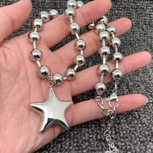 Load image into Gallery viewer, Stainless Steel Glossy Big Star Charm Metal Beaded Necklace