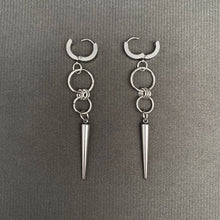 Load image into Gallery viewer, Silver Tone Spike Huggie Earrings