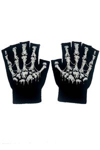 Dead Inside Fingerless Skeleton Gloves