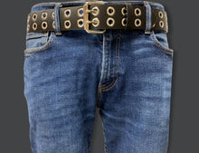 Load image into Gallery viewer, GENUINE LEATHER BELT WITH 2 ROWS OF 1&quot; EYELETS