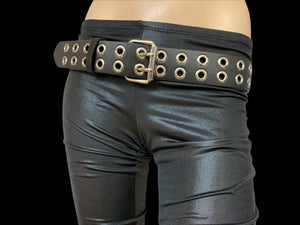 GENUINE LEATHER BELT WITH 2 ROWS OF 1" EYELETS