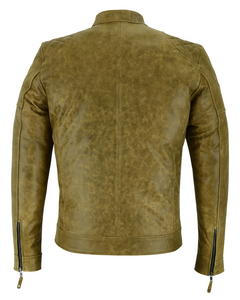 Quilted Shoulder Leather Biker Jacket