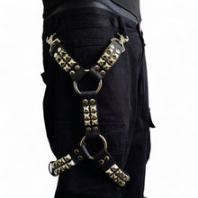 Load image into Gallery viewer, Genuine Leather Studded Leg Harness