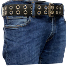 Load image into Gallery viewer, GENUINE LEATHER BELT WITH 2 ROWS OF 1&quot; EYELETS