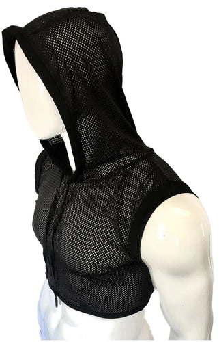 Hooded Crop Tank - Black