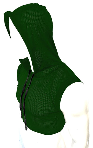 Hooded Crop Tank - Forest Green