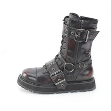 Load image into Gallery viewer, DEMONIA Valor-220 in Black/Burgundy Vegan Leather