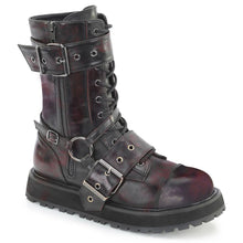 Load image into Gallery viewer, DEMONIA Valor-220 in Black/Burgundy Vegan Leather