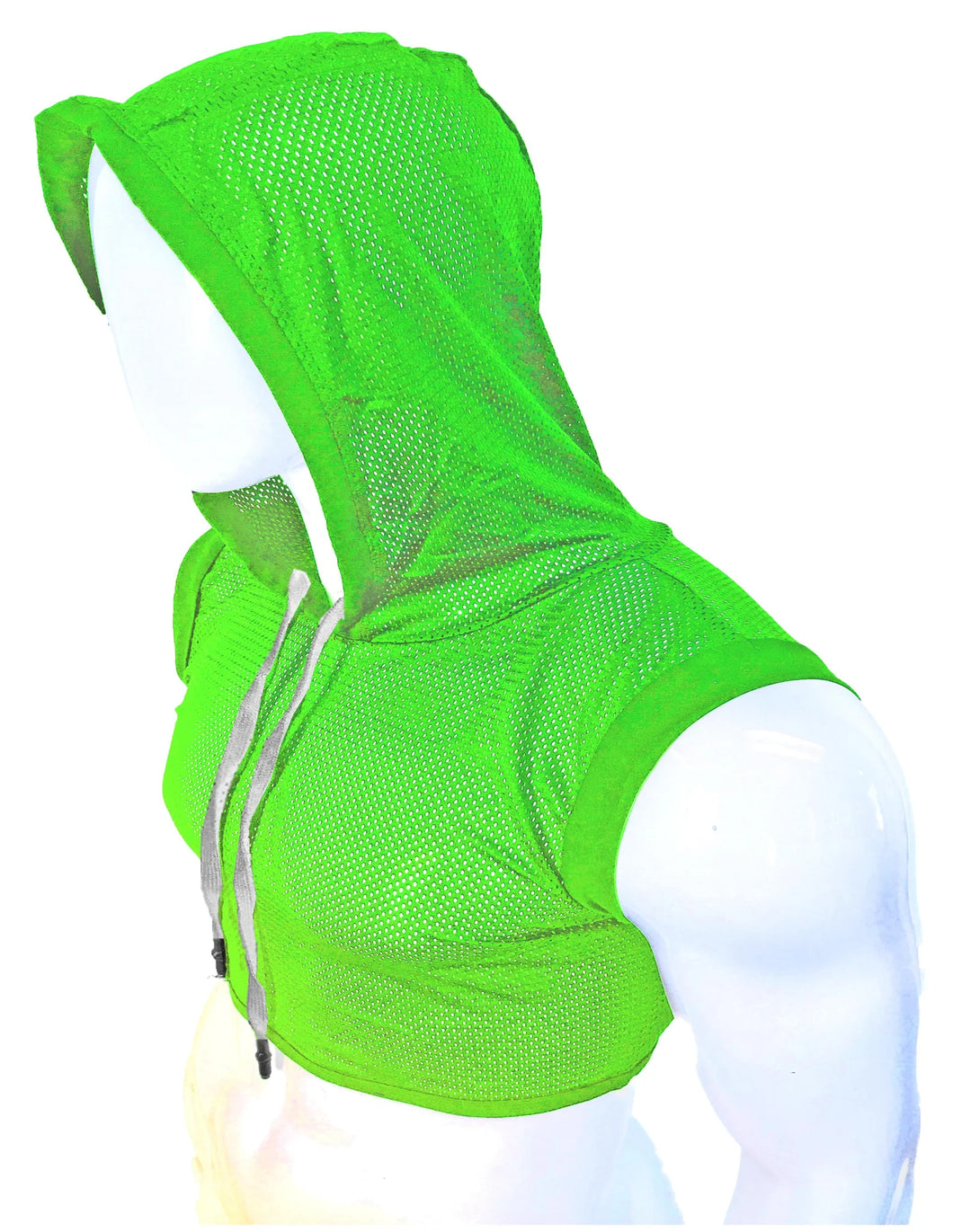 Hooded Crop Tank - Lime Green Sports Mesh